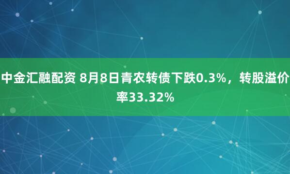 中金汇融配资 8月8日青农转债下跌0.3%，转股溢价率33.32%